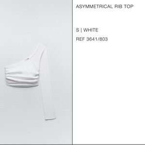 Zara White one sleeve, long sleeve, ribbed crop top. NWT